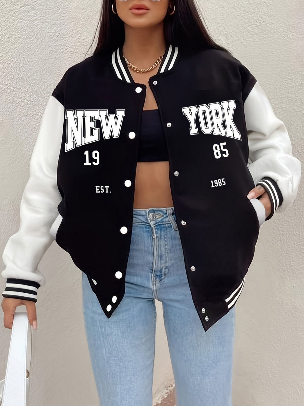 Letter Prints Coats Womens Comfortable Loose Baseball Jersey Fleec
