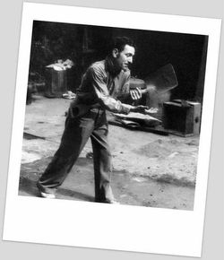 Carmel with a spade, location unknown