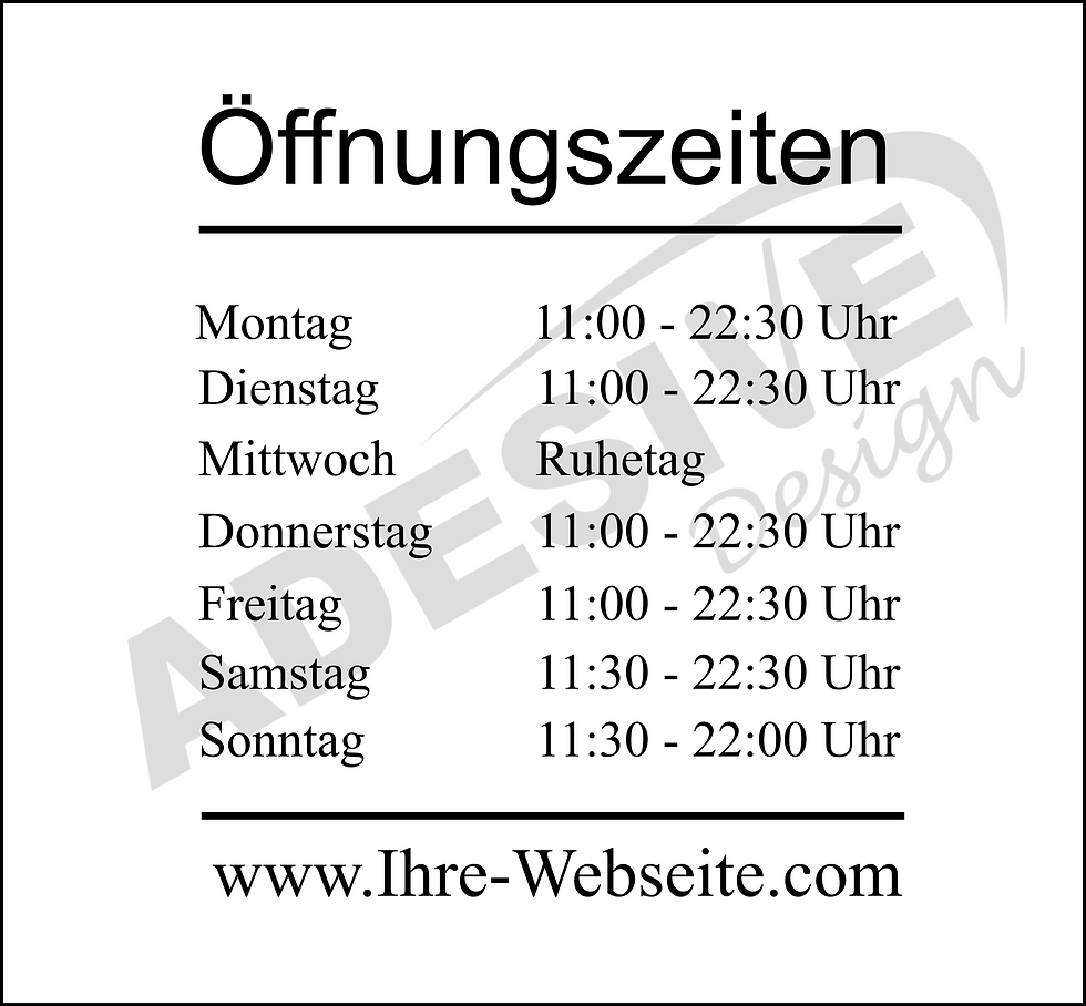Thumbnail: Schaufenster Aufkleber Öffnungszeiten