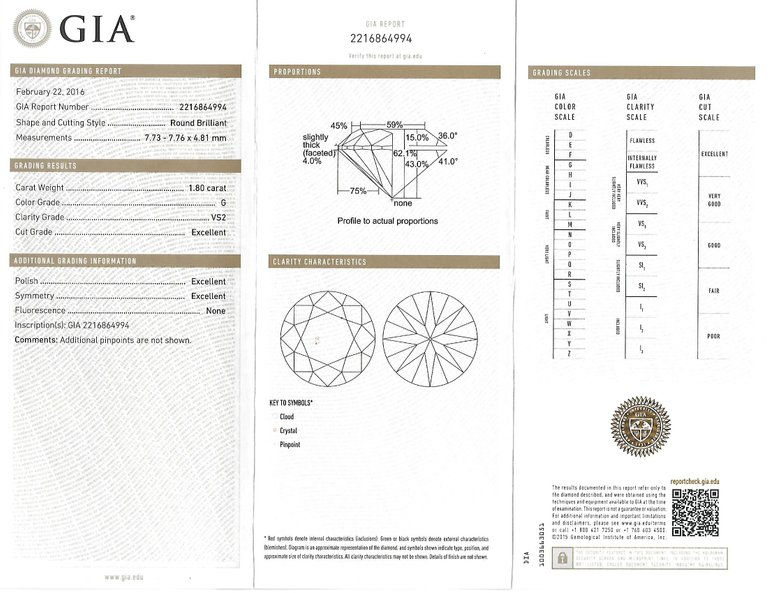 Thumbnail: GIA Certified Solitaire Stud Round Brilliant Diamond Earrings total 3.60ct G VS2