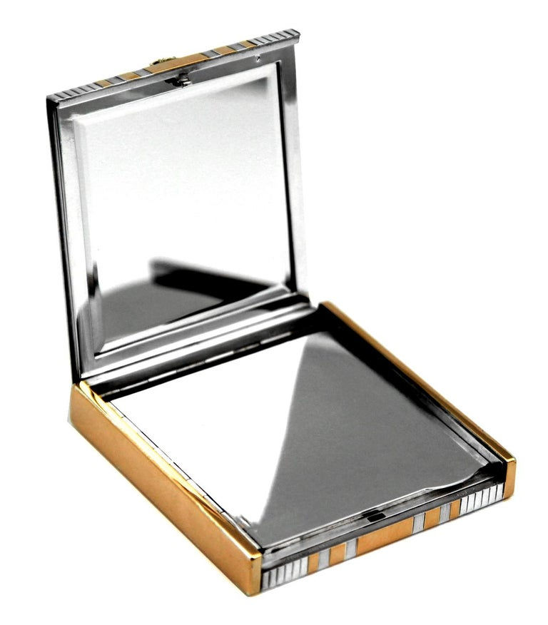 Thumbnail: Maison Mellerio Rose Gold, Silver and Diamond French Mirror Powder Compact