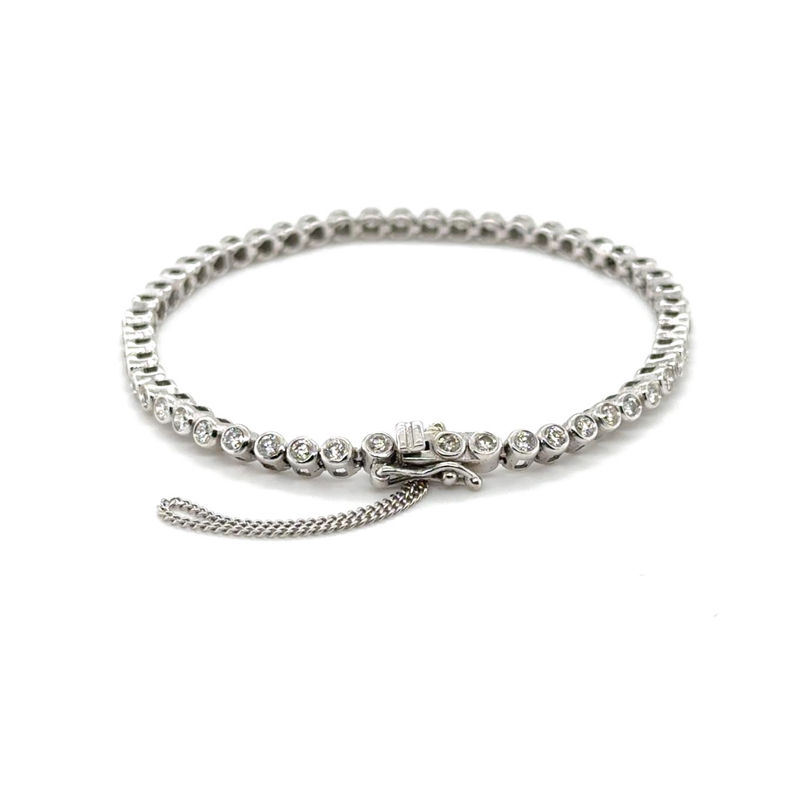 Thumbnail: 8ct White Gold Smooth Bezel Diamond Tennis Bracelet, 1.60ct H/VS