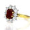 Thumbnail: Certified Burmese (Myanmar) Ruby & Diamond Cluster ring in Bimetal 18K Gold