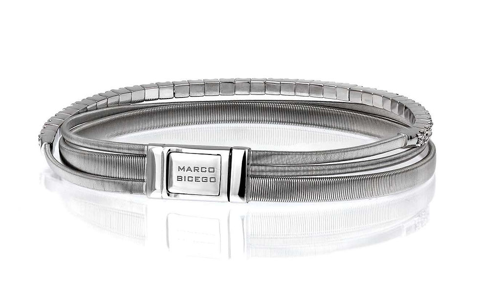 Thumbnail: Marco Bicego, African Masai, Three Strand Diamond Bracelet in 18-K White Gold