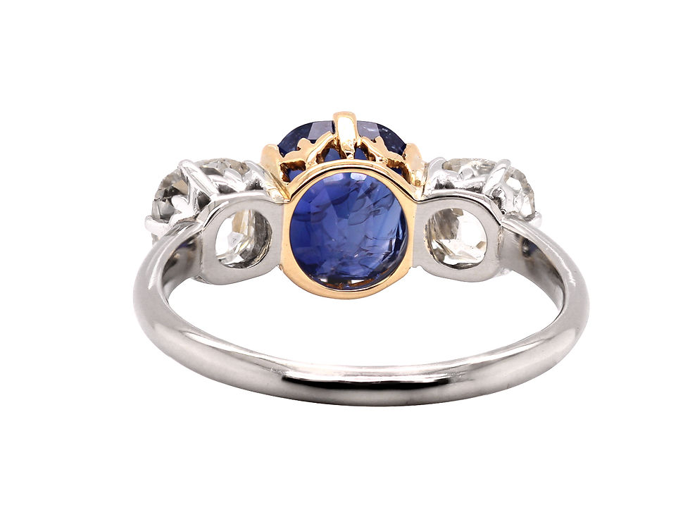 Thumbnail: SSEF Certified 2.2 Carat 1920s Kashmir Sapphire and Diamond Ring