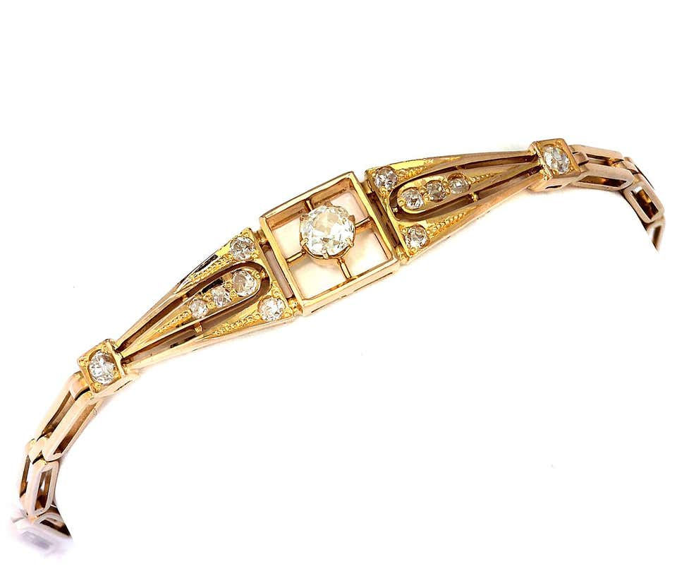 Thumbnail: Antique, Victorian, Old Cut Diamond Bracelet in 18 Carat Rose Gold