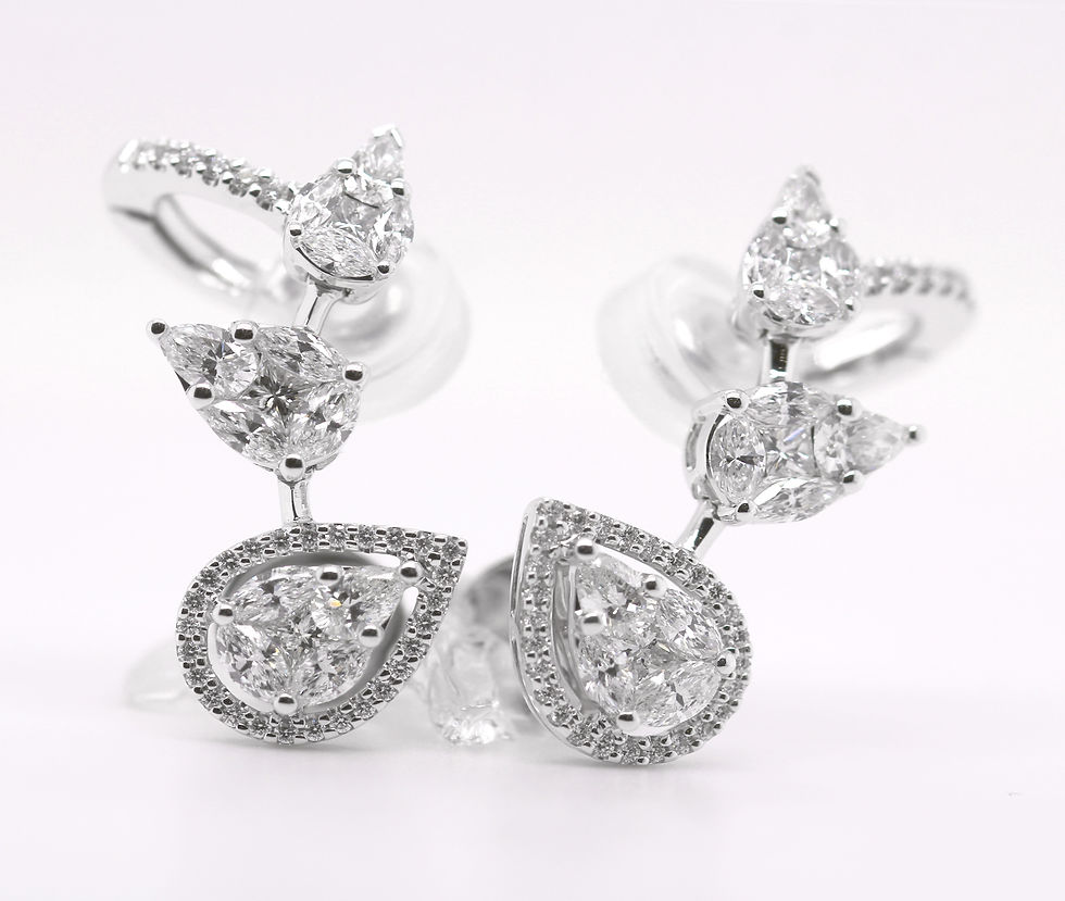 Thumbnail: 18ct White Gold Fancy Cut Pear & Brilliant Diamond Statement Earrings