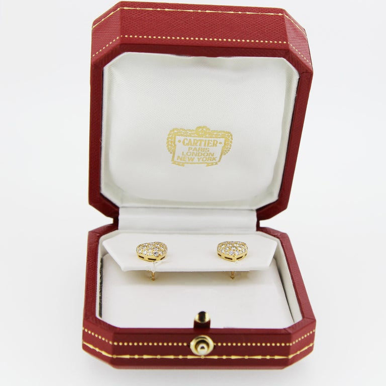 Thumbnail: Cartier French Designer, Diamond Heart Shape Earrings & Ring Set in 18K Gold