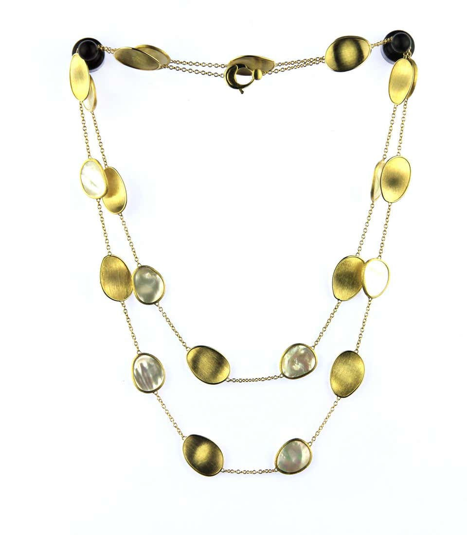 Thumbnail: Marco Bicego Lunaria 18 Karat Yellow Gold White Mother of Pearl Long Necklace