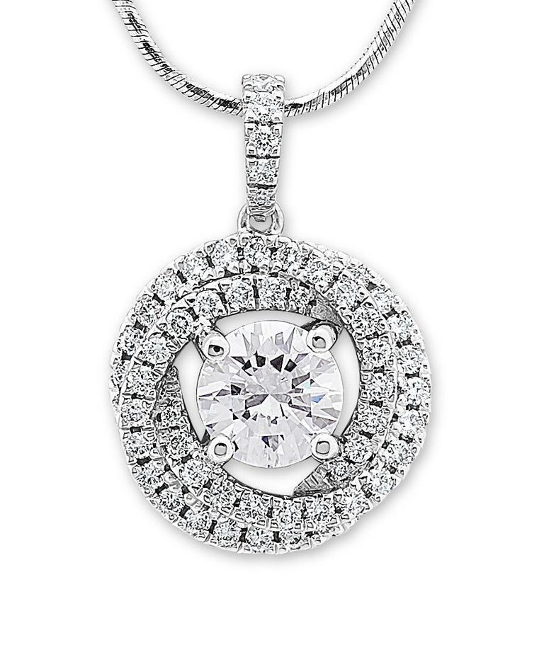 Thumbnail: GIA certified 1.62 ct D VS1 Single Stone Round Diamond Trinity Pendant Platinum