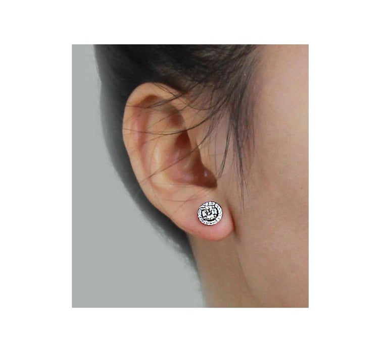 Thumbnail: Diamond Single Stone Solitaire Stud Surrounded by Halo Cluster 1.20 ct Earrings