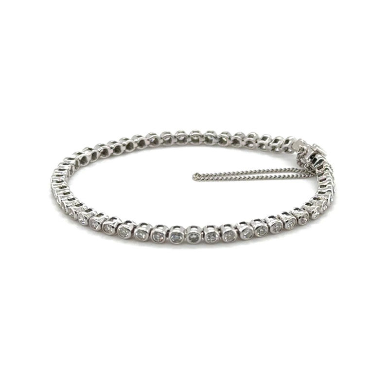 Thumbnail: 8ct White Gold Smooth Bezel Diamond Tennis Bracelet, 1.60ct H/VS