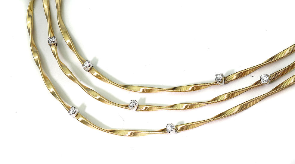 Thumbnail: Marco Bicego Marrakech Three Strand Diamond Necklace in 18 K Yellow Gold