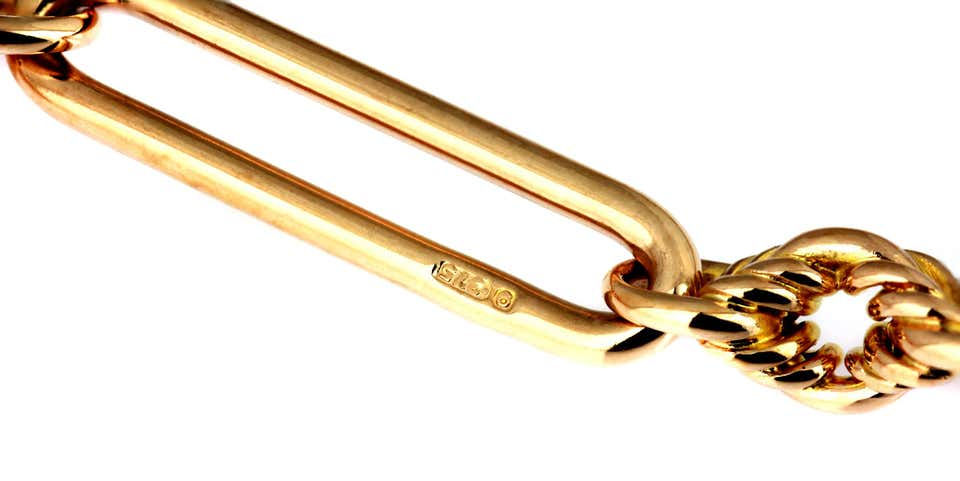 Thumbnail: Double Albert Pocket watch Chain with "T" Bar in British 9K Rose Gold, Antique