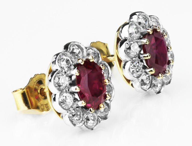 Thumbnail: SSEF Certified Natural Burma, Myanmar Ruby, Pigeon Blood & Diamonds Earrings