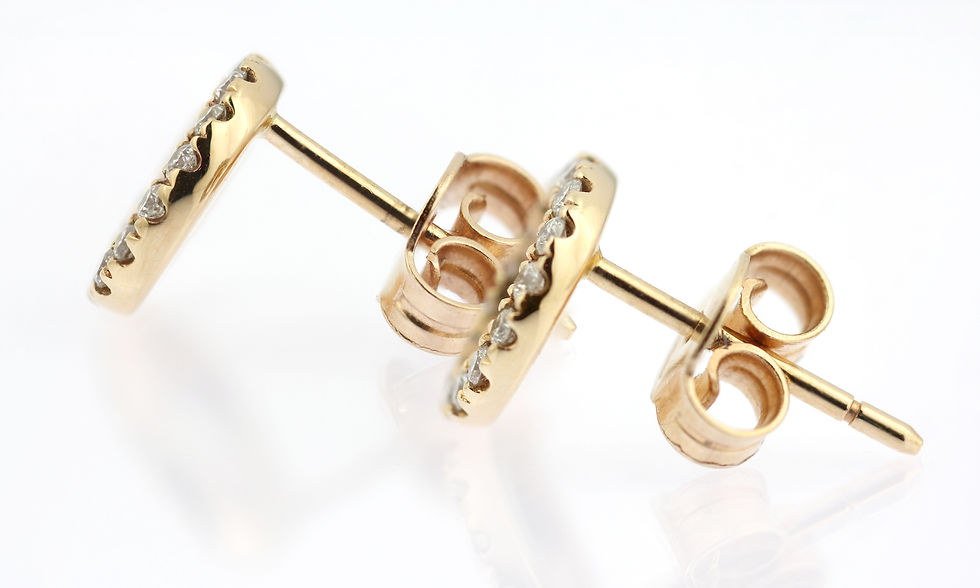 Thumbnail: 18ct Rose Gold & Diamond Circle Motif Contemporary Earrings