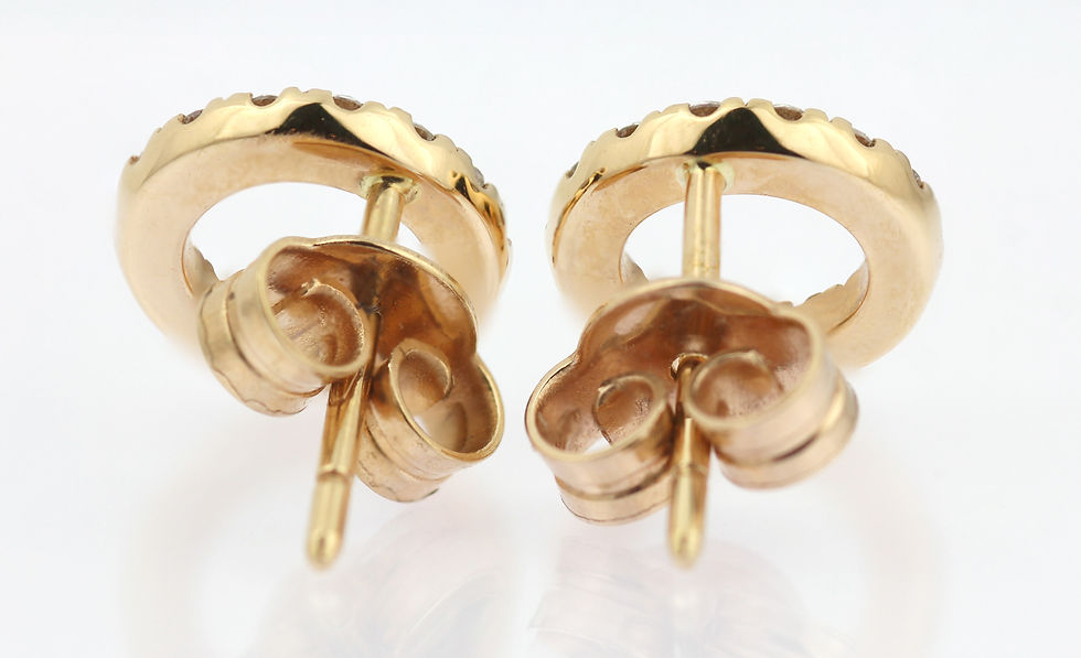 Thumbnail: 18ct Rose Gold & Diamond Circle Motif Contemporary Earrings