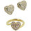 Thumbnail: Cartier French Designer, Diamond Heart Shape Earrings & Ring Set in 18K Gold