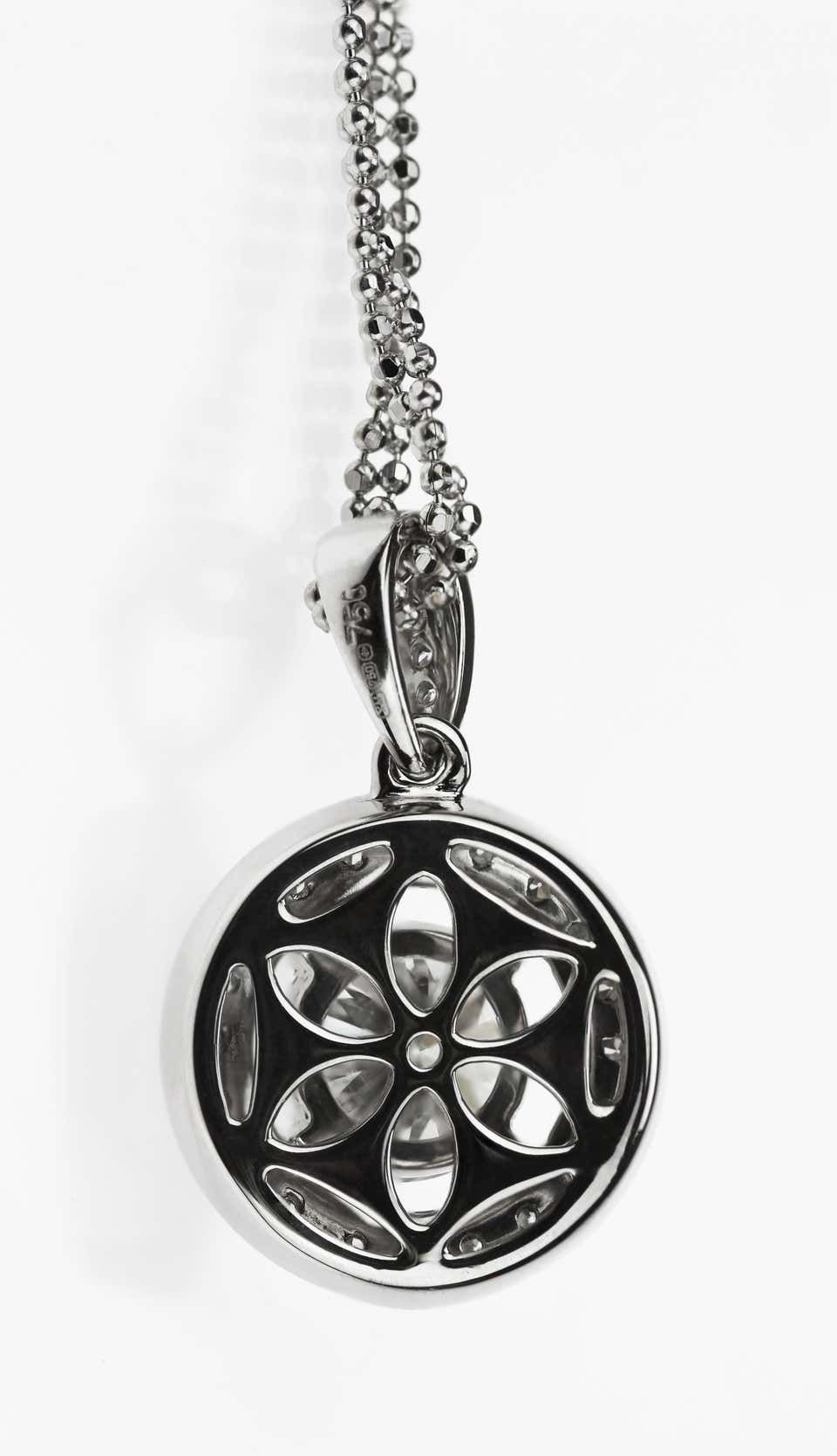 Thumbnail: GIA Certified Diamond halo Pendant, Laser Inscribed 1.5 ct in 18K White Gold