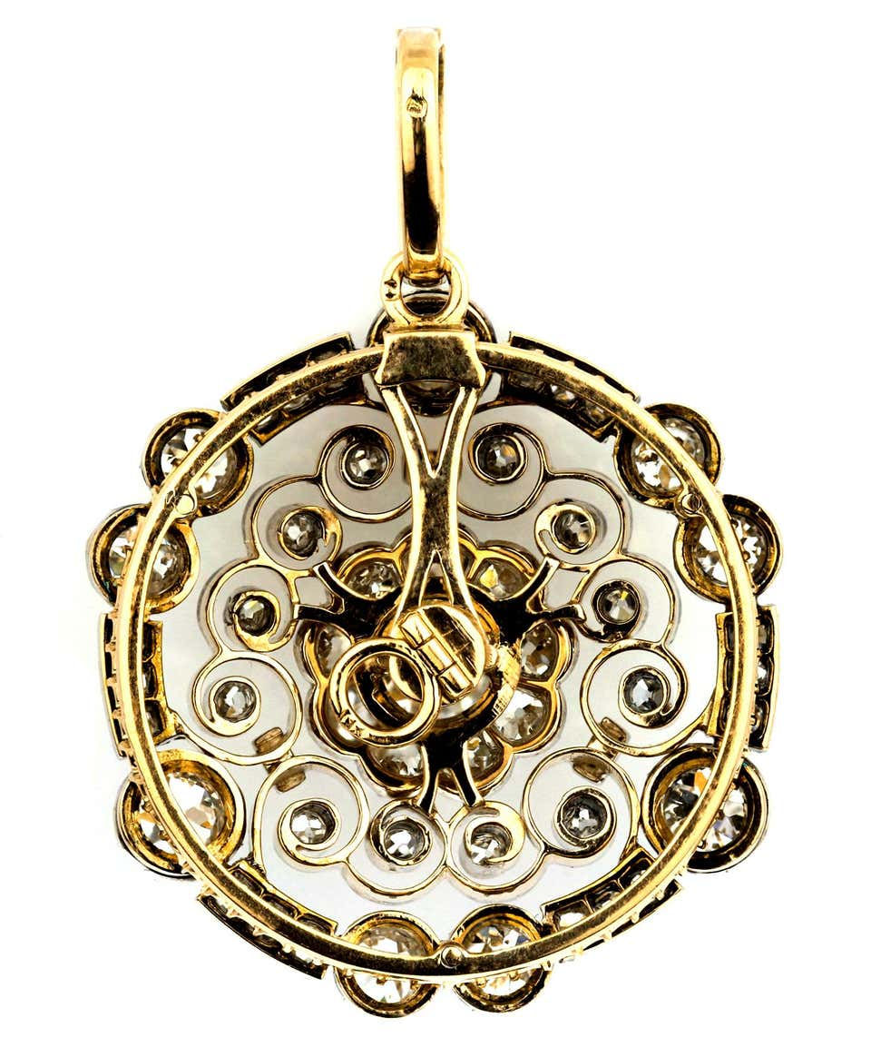 Thumbnail: Antique Victorian Old European Cut Diamond Circular Pendant