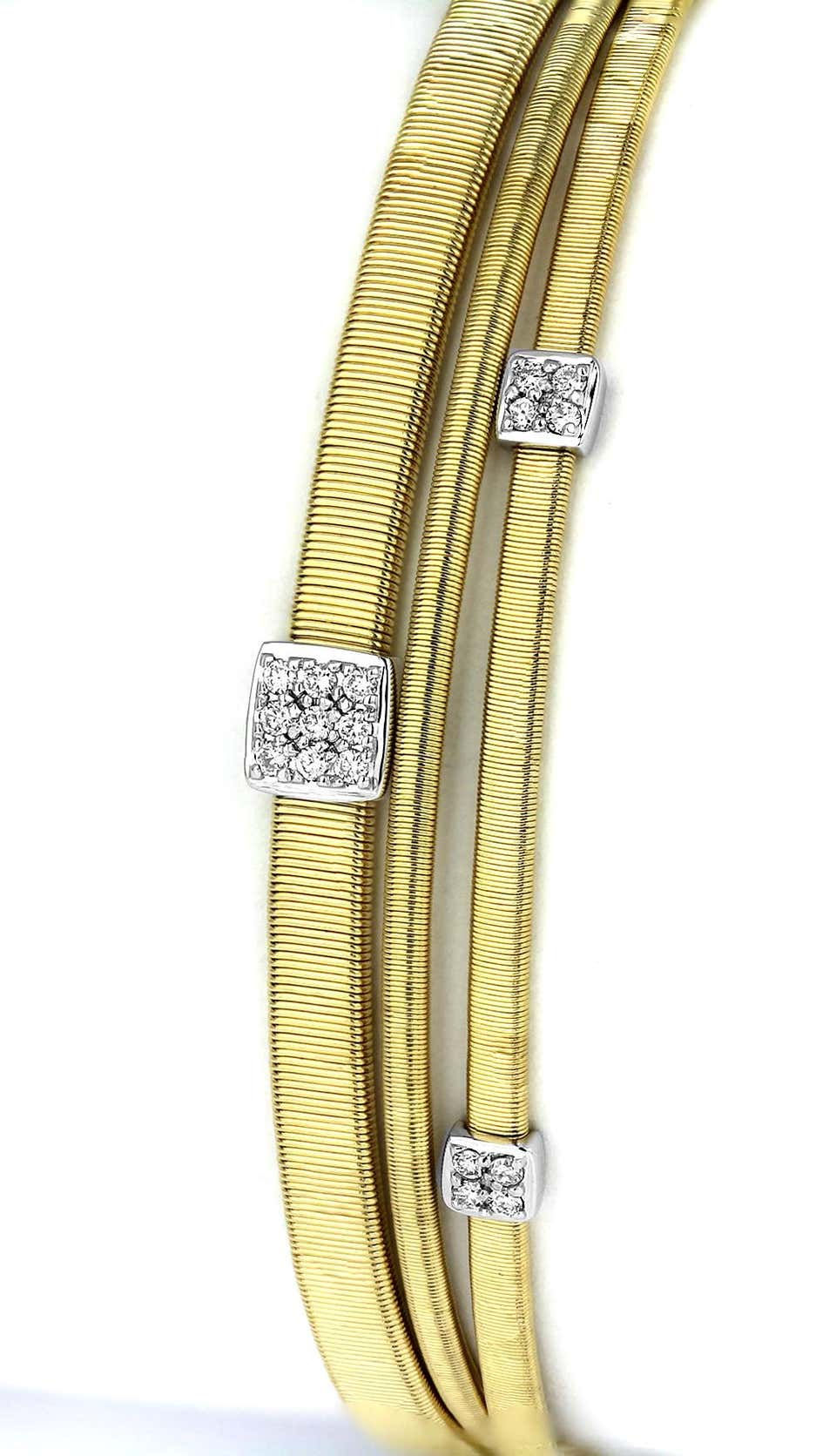 Thumbnail: Marco Bicego Masai Three-Strand Bracelet in 18 Carat Yellow Gold and Diamonds