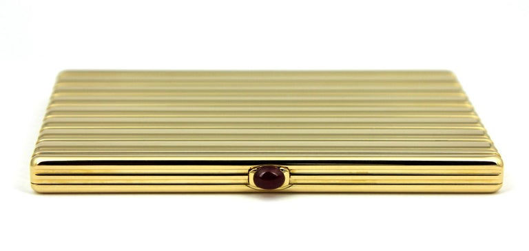Thumbnail: Cartier London 1947 18 Karat Yellow Gold Ruby Clasp Cigarette Case