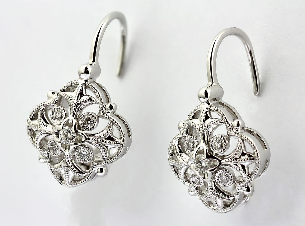 Thumbnail: 18ct White Gold & Brilliant Diamond Quatrefoil Decorative Earstuds
