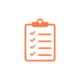 Productive organization orange clipboard checklist