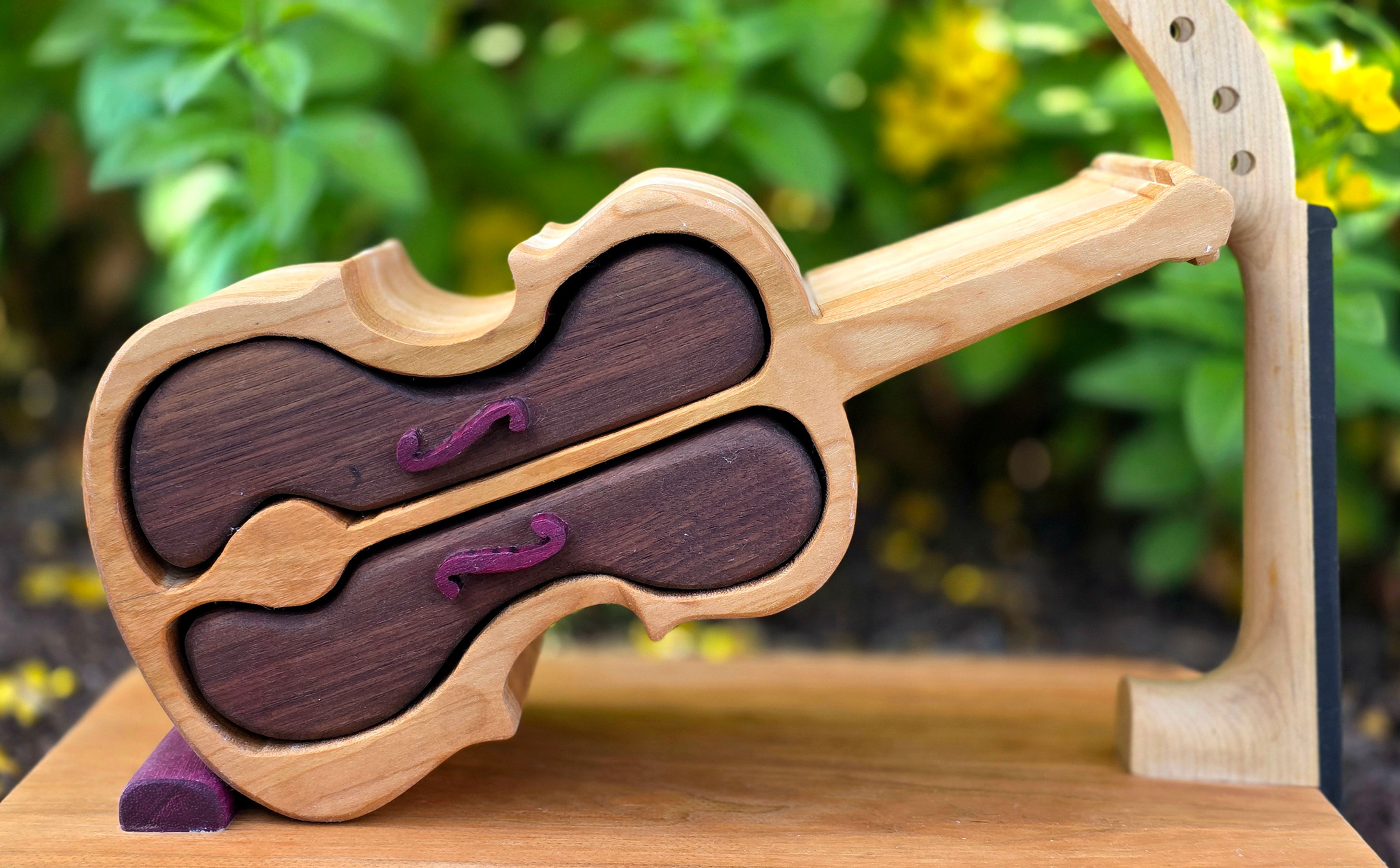 Violin Bandsaw Box with Stand and Bow