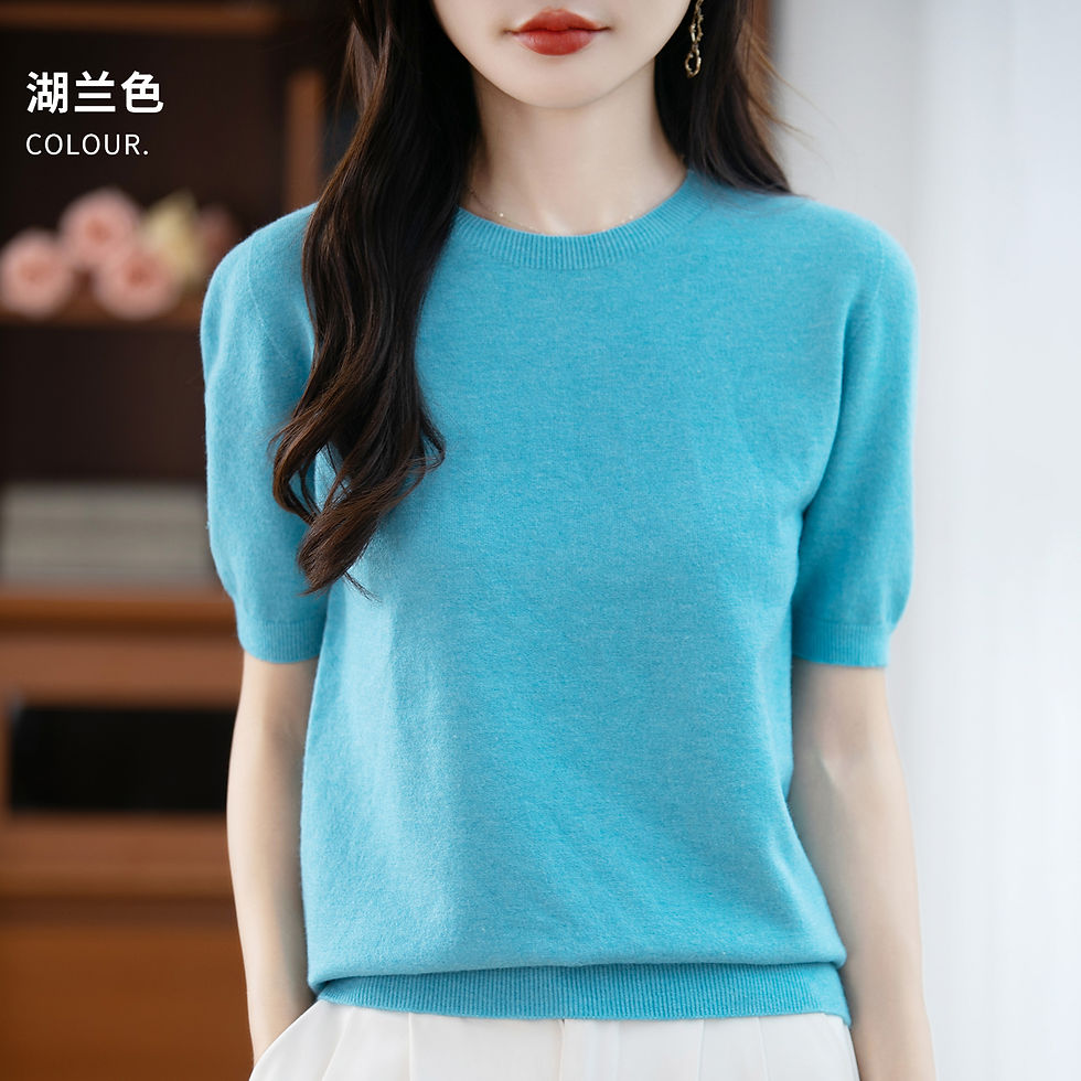 Thumbnail: Casual women’s jumper, round neck, short sleeves