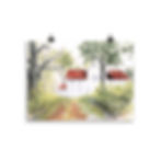 Akvarellmålning vitt hus Heannas, Helena Karlsson