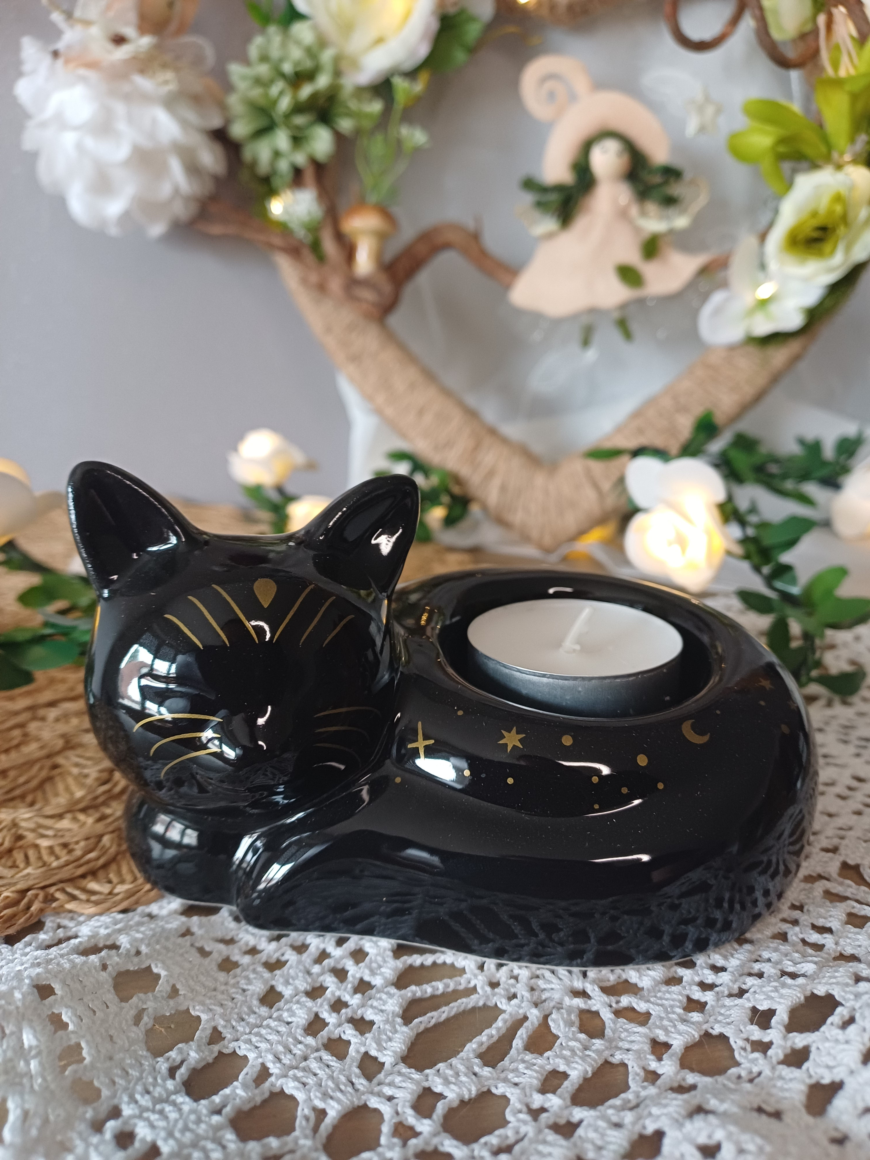 Photophore Chat noir couché