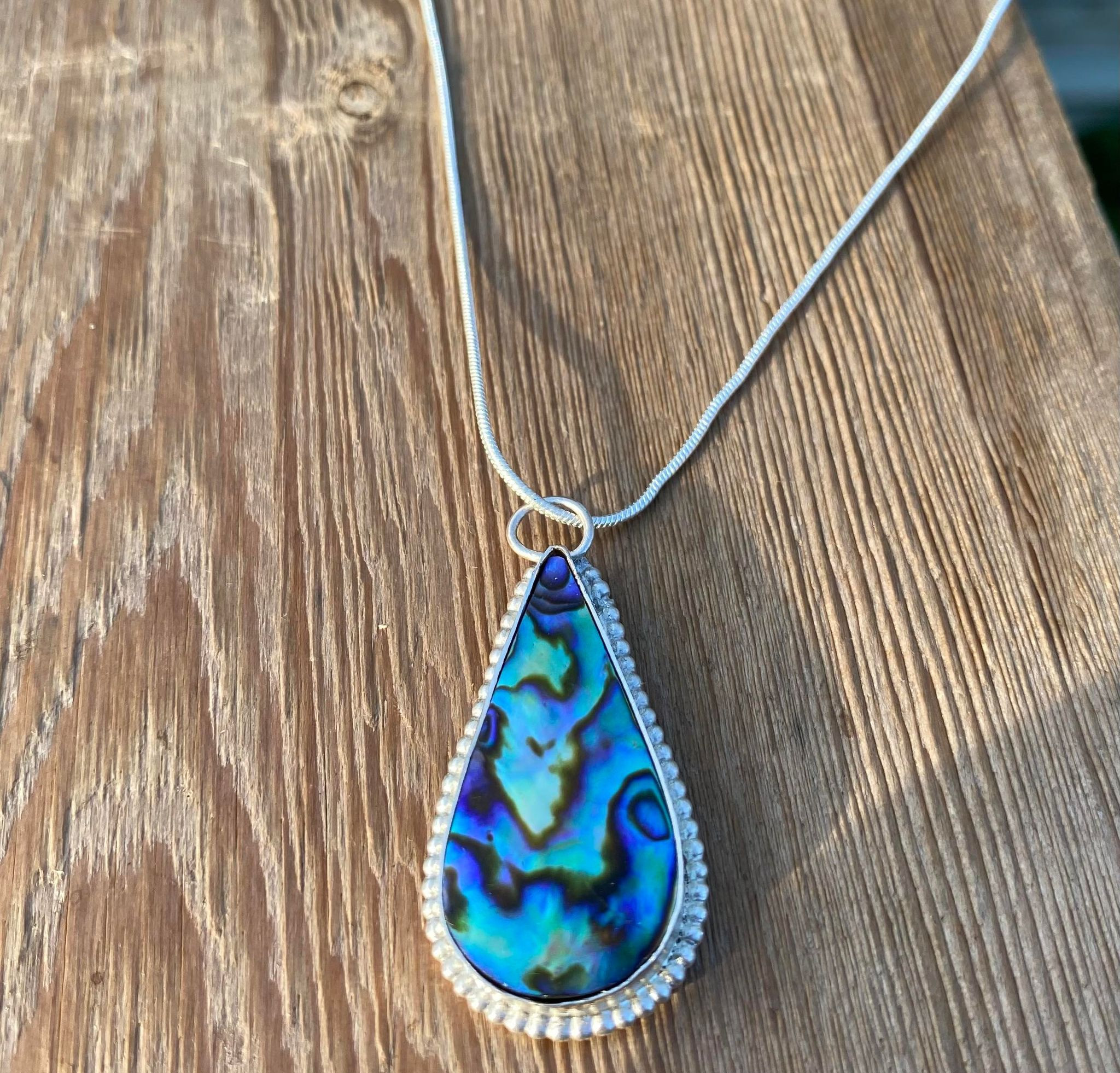 Natural Abalone shell Silver necklace