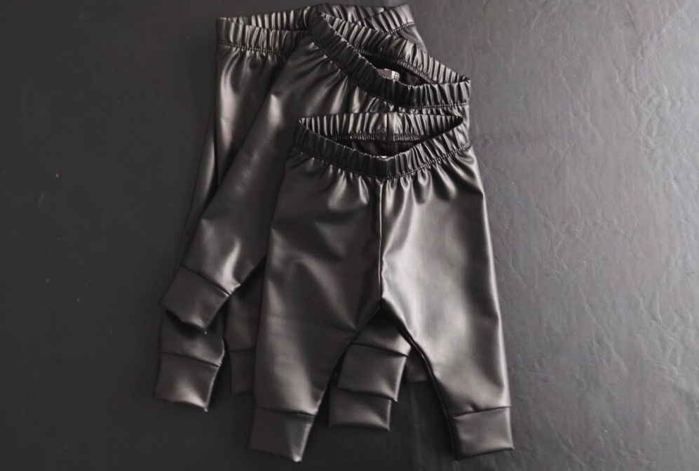 black faux leather leggings