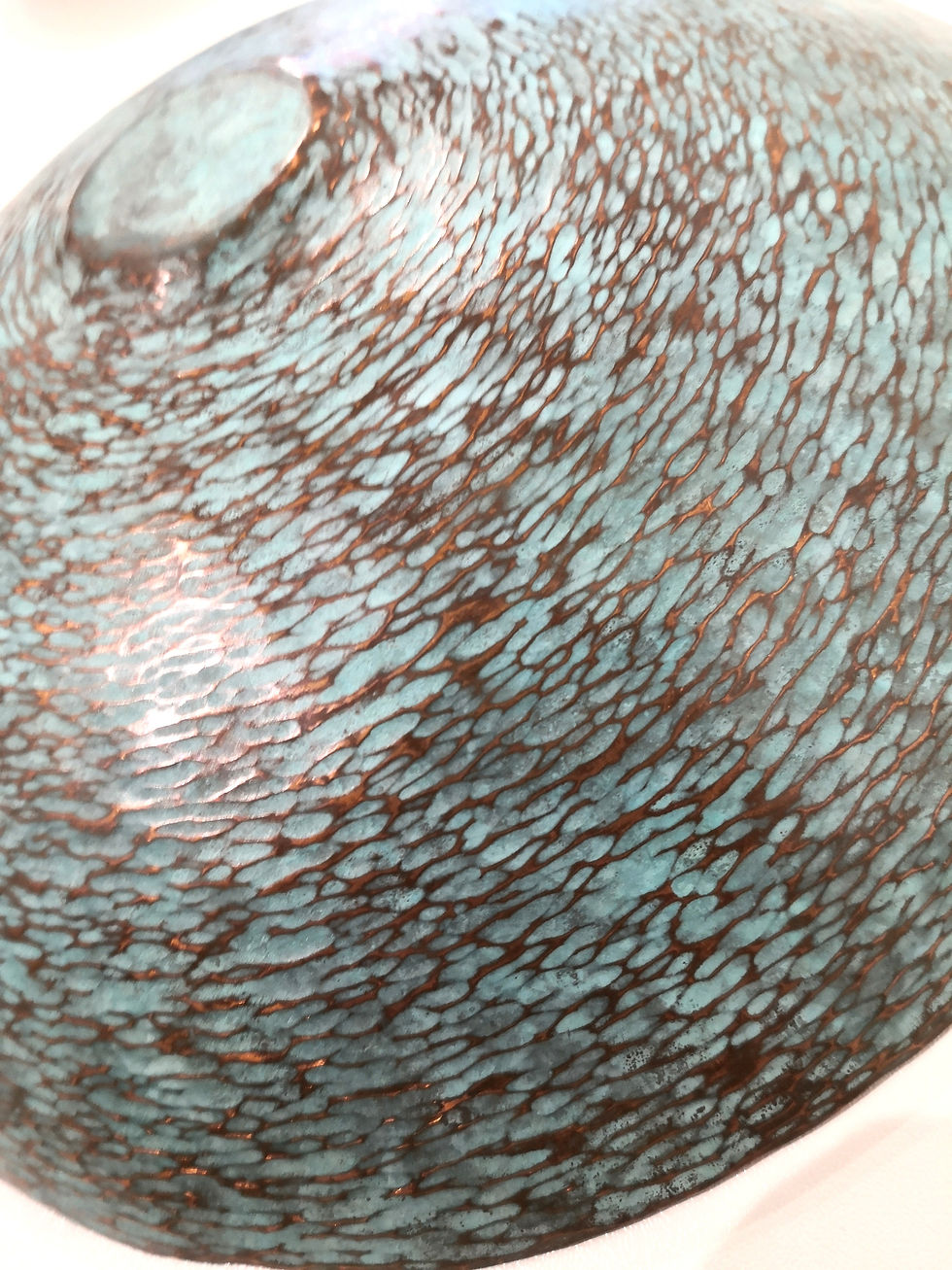 Close up of the hammered exterior