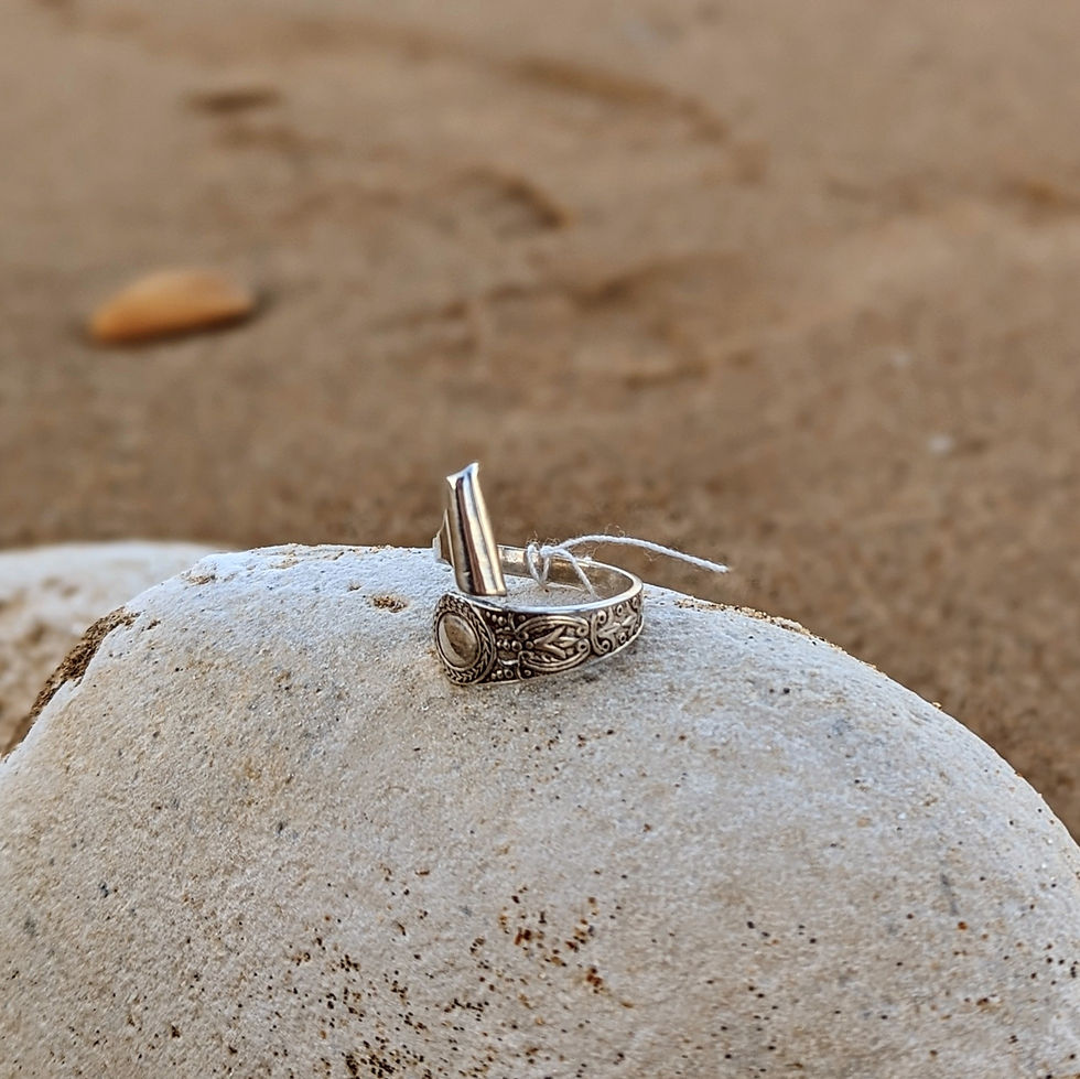 Thumbnail: Solid silver ring made from antique sugar tongs. Size P to S