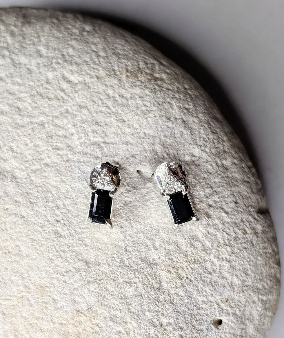 Thumbnail: Sterling silver and black spinel studs 