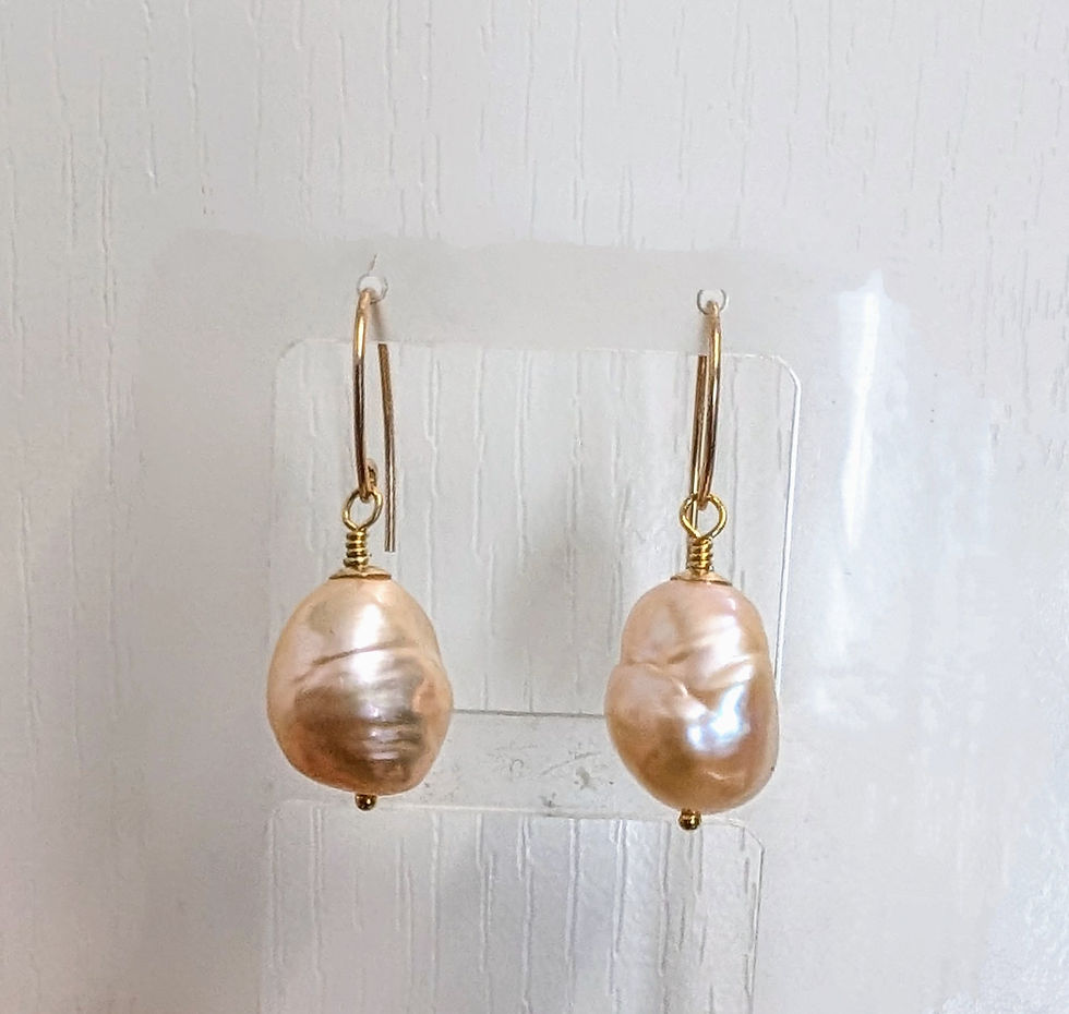 Gold filled, pearl earrings.