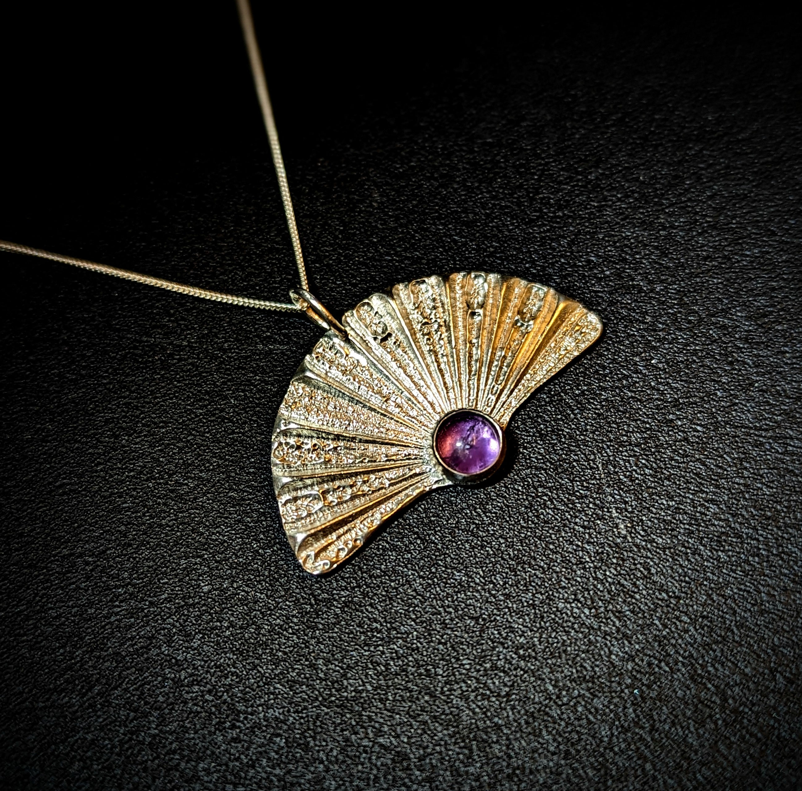 Solid silver, art déco fan pendant 