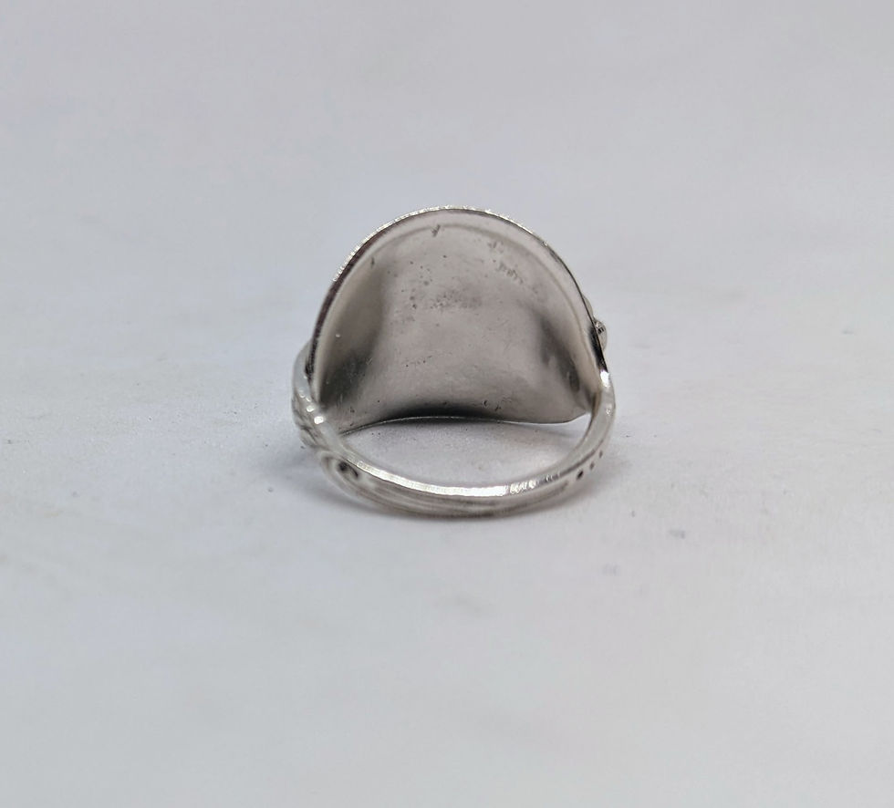 Thumbnail: Solid silver, hallmarked Rose ring made from an antique spoon. Size V