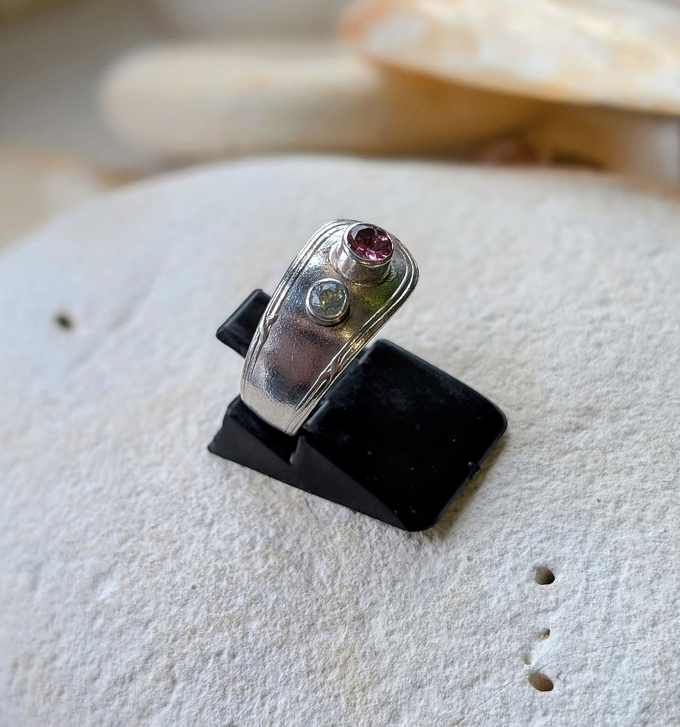 Thumbnail: Sterling silver spoon handle ring. Size i 