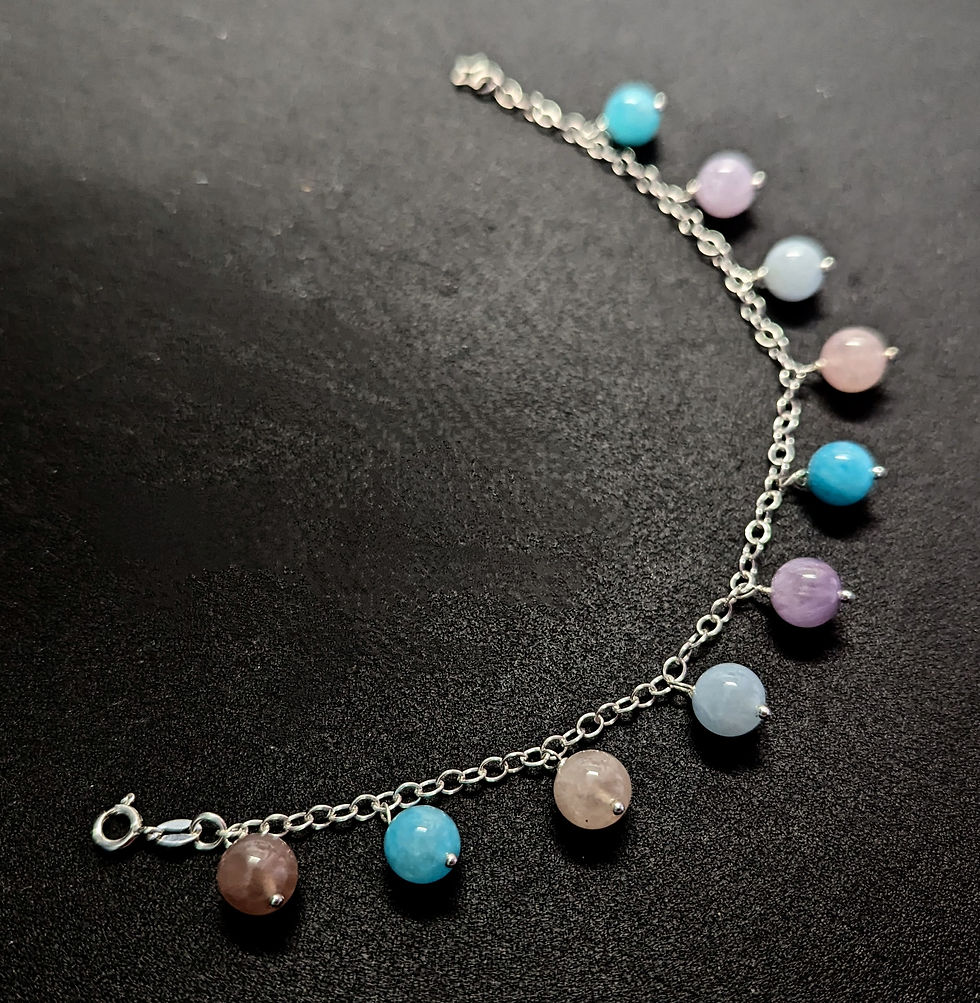 Thumbnail: Sterling silver and gemstone bracelet. 
