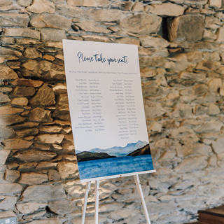 A mountain themed Seating plan. A simple and elegant way to show guests to their seats.
Carla Whittingham Photography