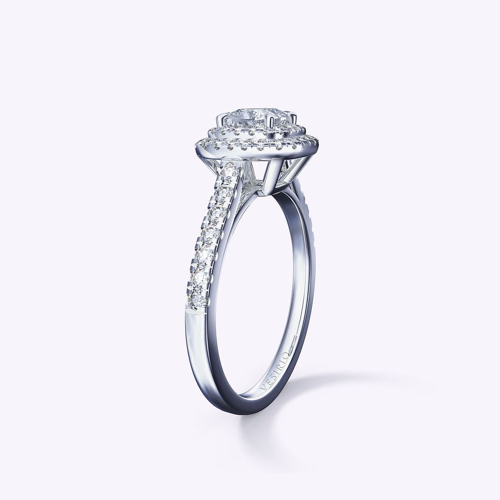 Antique Pavé Double Halo Diamond Engagement Ring| 18K White Gold | Platinum