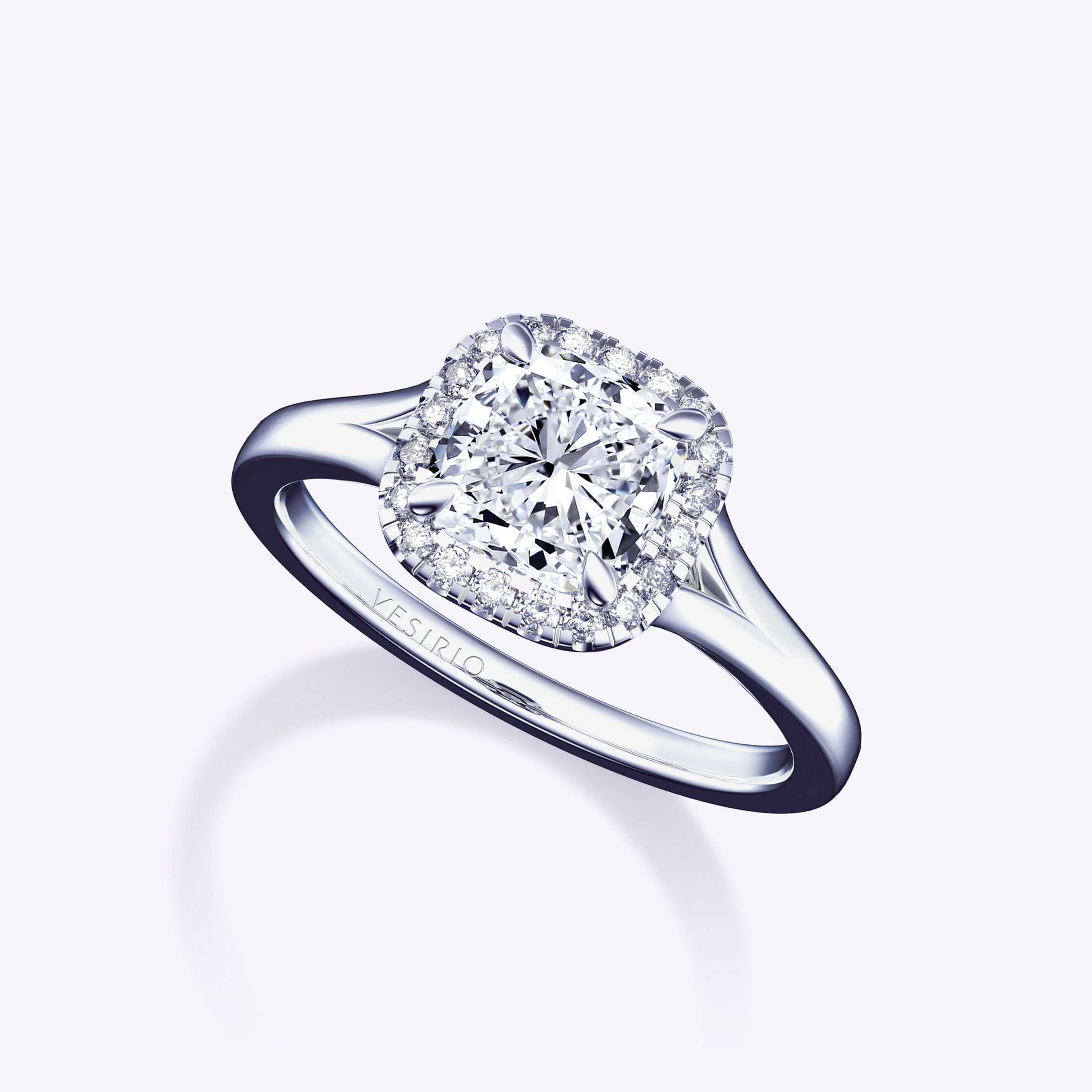 Simple Classic Split Halo Diamond Engagement Ring