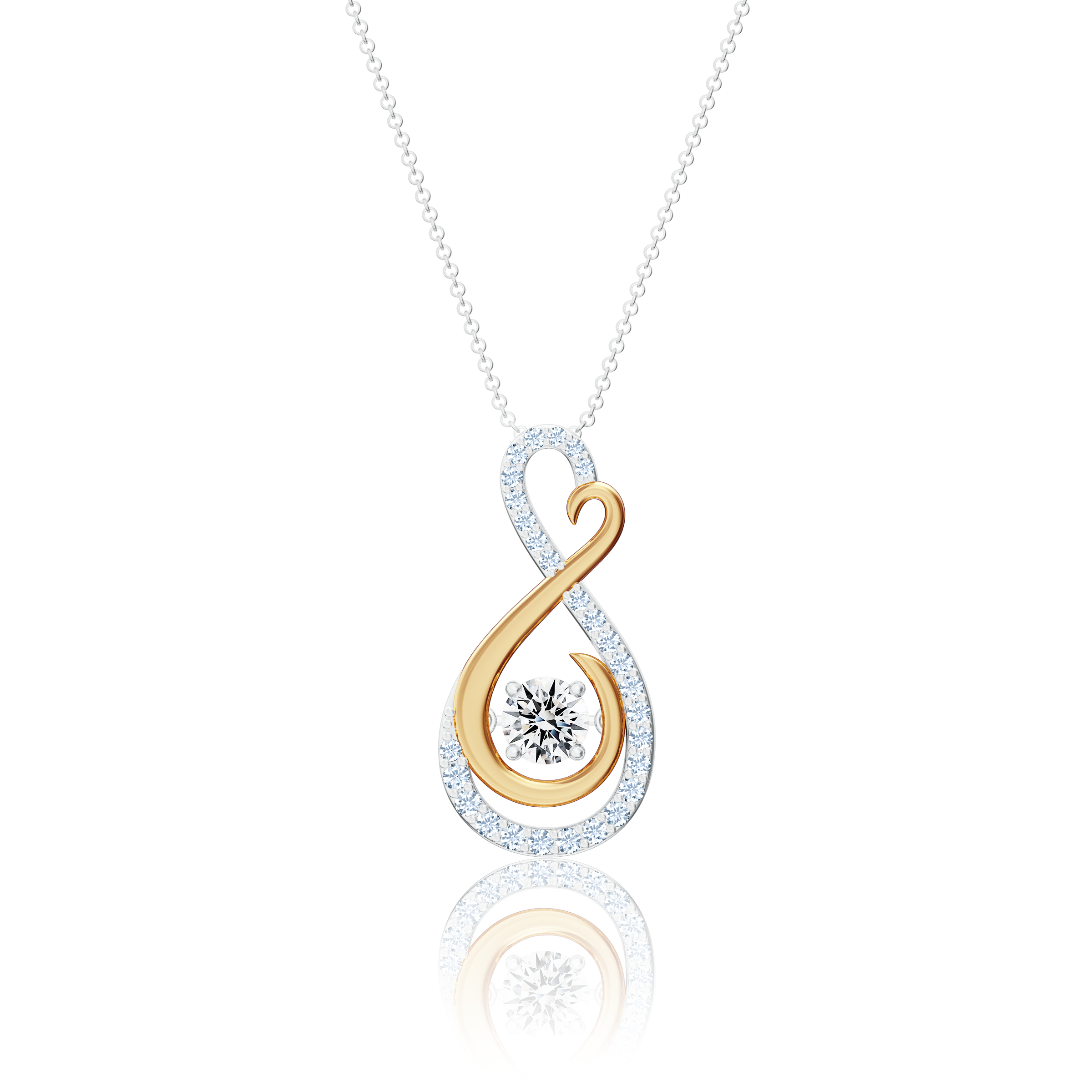 Pavé Double Curl Floating Diamond Pendant