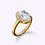 Thumbnail: Unique Halo Oval Cut Diamond Engagement Ring | 18K Yellow Gold