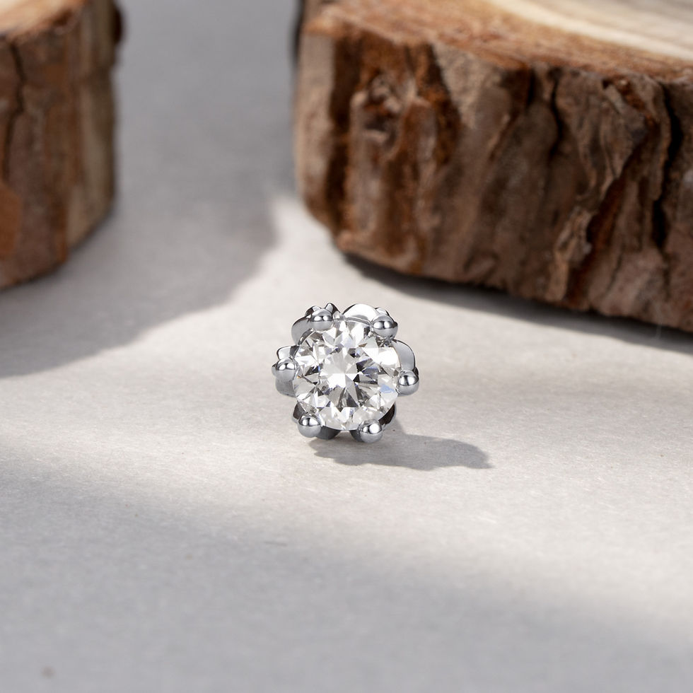 Thumbnail: Solitaire Diamond Snowflake Stud Earrings