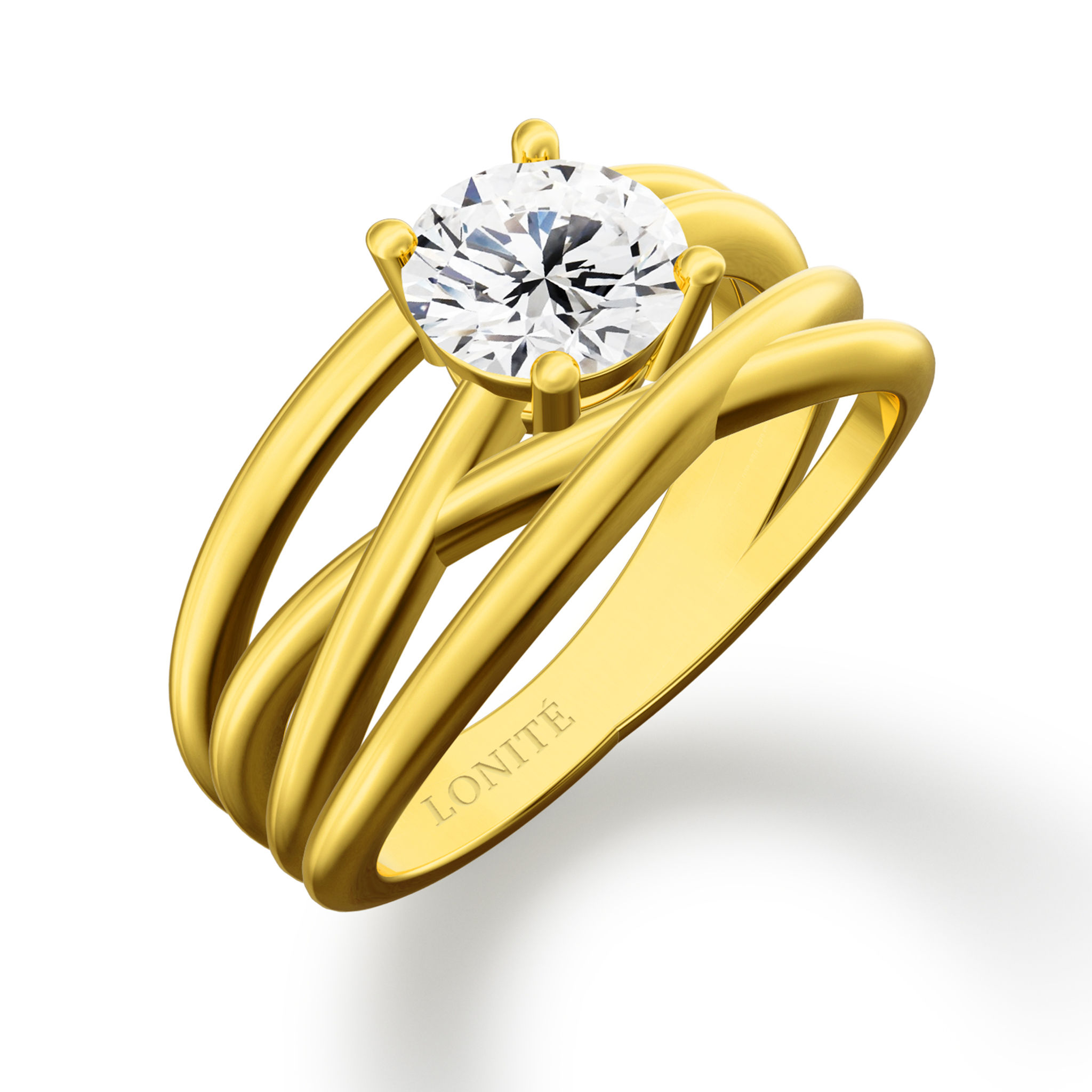 分層交叉寬鑽石戒指