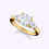 Thumbnail: Simple Classic Cushion Cut Three-Stone Diamond Engagement Ring | 18K Yellow Gold